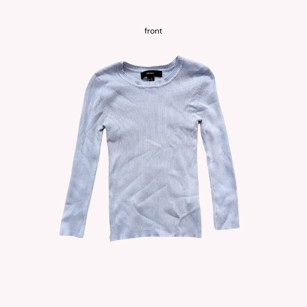 forever 21 baby blue slim fit ribbed long sleeve | womens tops